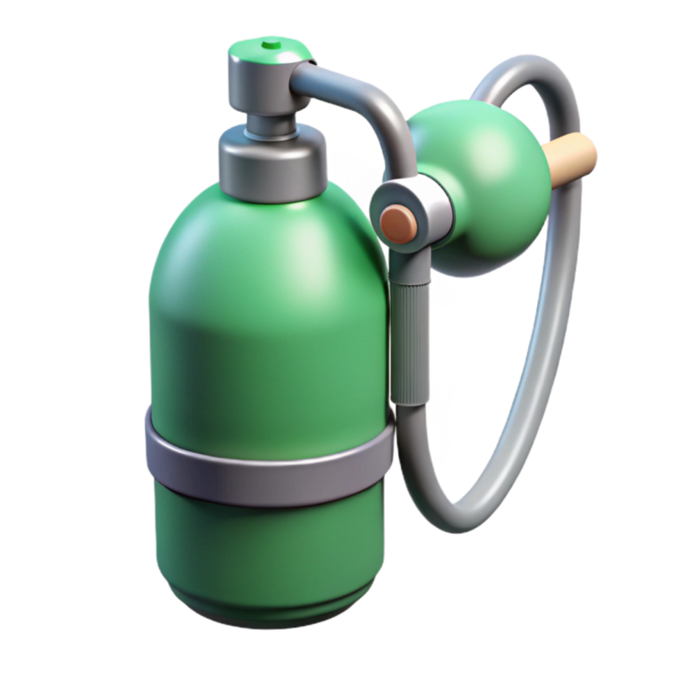 Green Spray Bottle with Bulb Manual Pump Action png