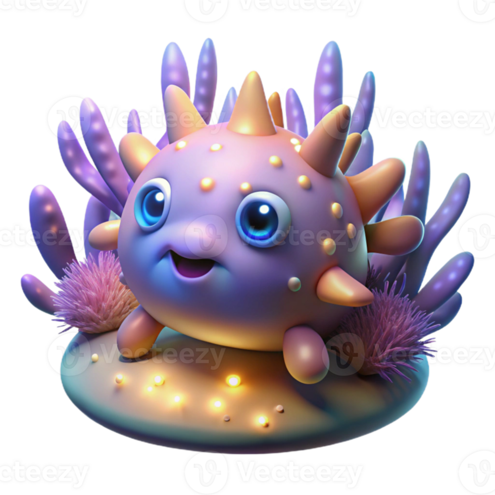 stunning vintage Adorable 3D Render of a Cute Sea Creature premium png