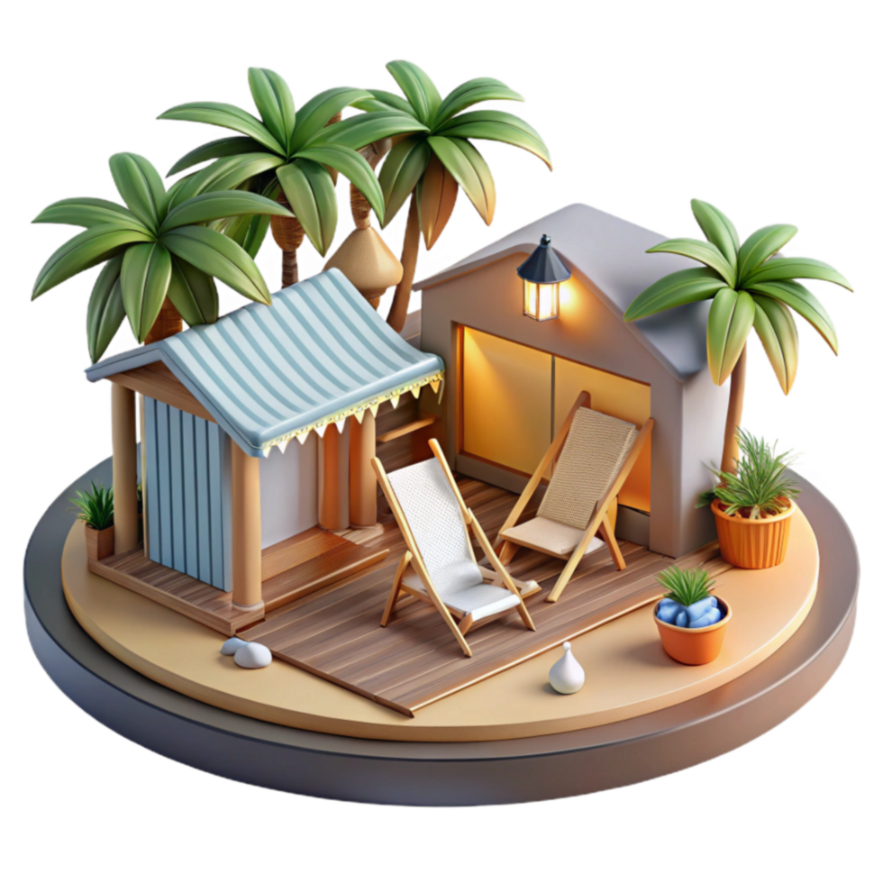 Tropical Beach House Vacation Relaxing Getaway png