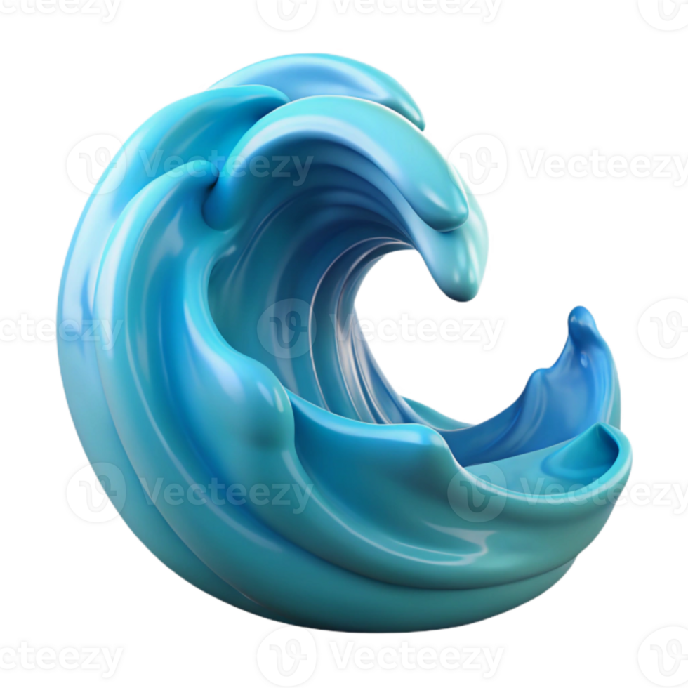 vibrant minimalist 3D Render Blue Wave Abstract Background original png