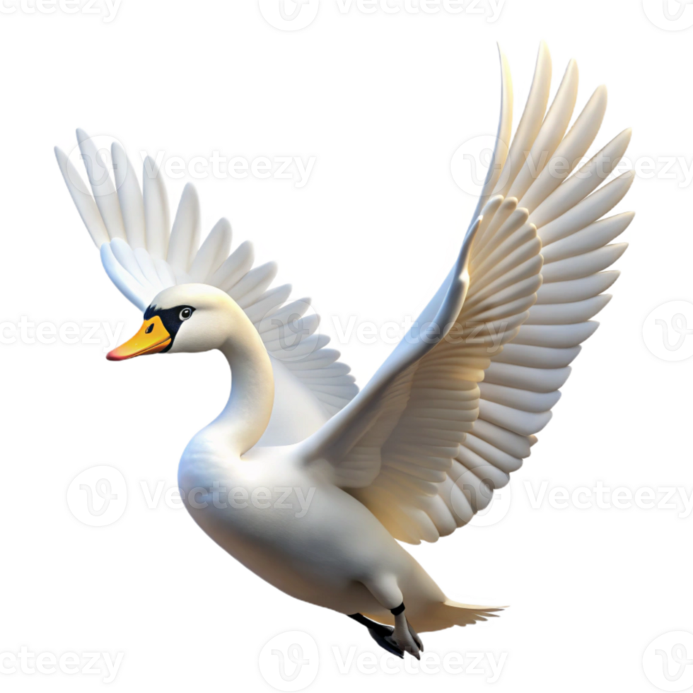 vibrant creative Elegant Swan in Flight 3D Illustration genuine png