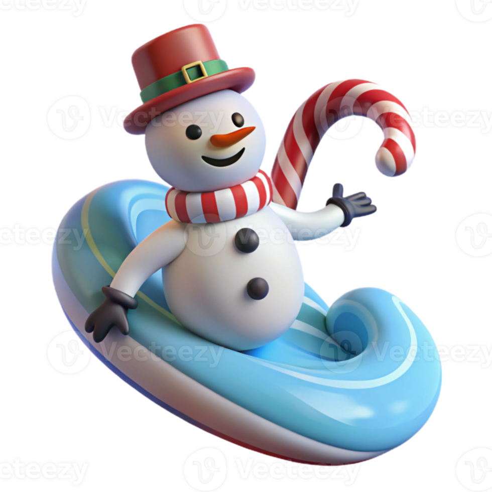 dramatic minimalist Jolly Snowman 3D Render genuine png