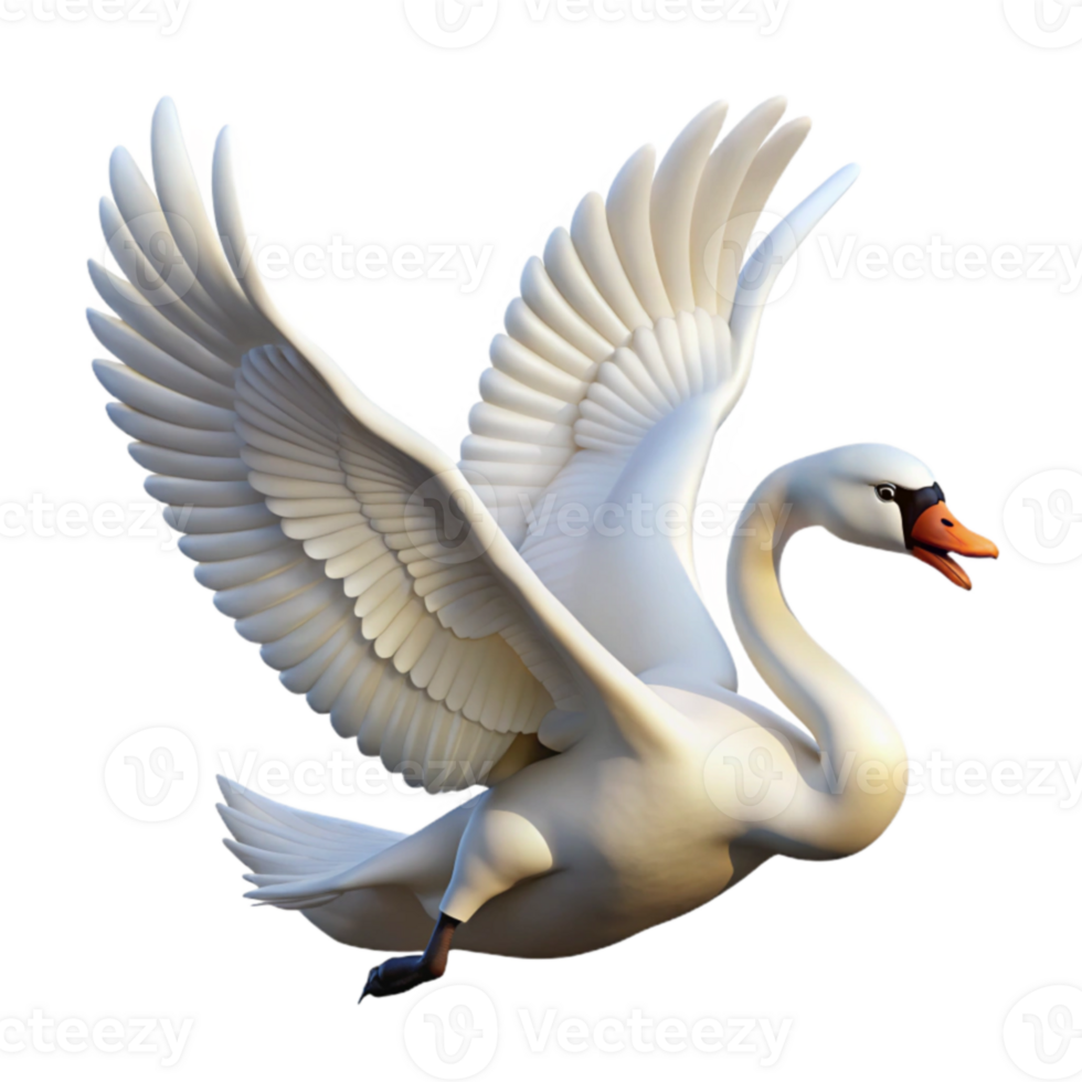 beautiful creative Majestic Swan in Flight 3D Illustration high resolution png