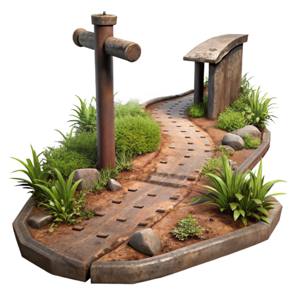 Rustic Garden Path with Stone Markers png