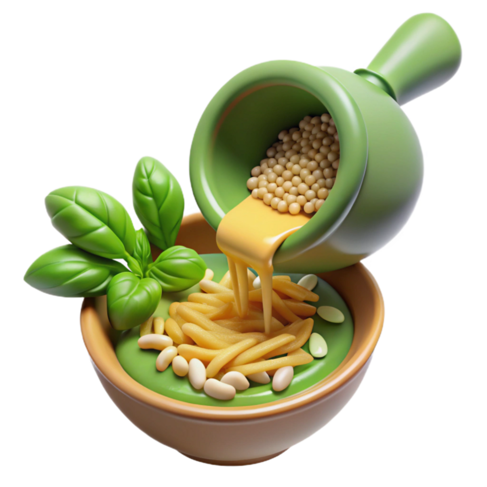 Creamy Sauce, Pasta, and Basil A Delicious Food Combination png