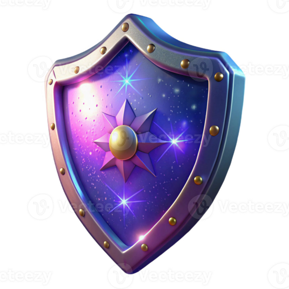 elegant artistic Cosmic Shield 3D Render premium png