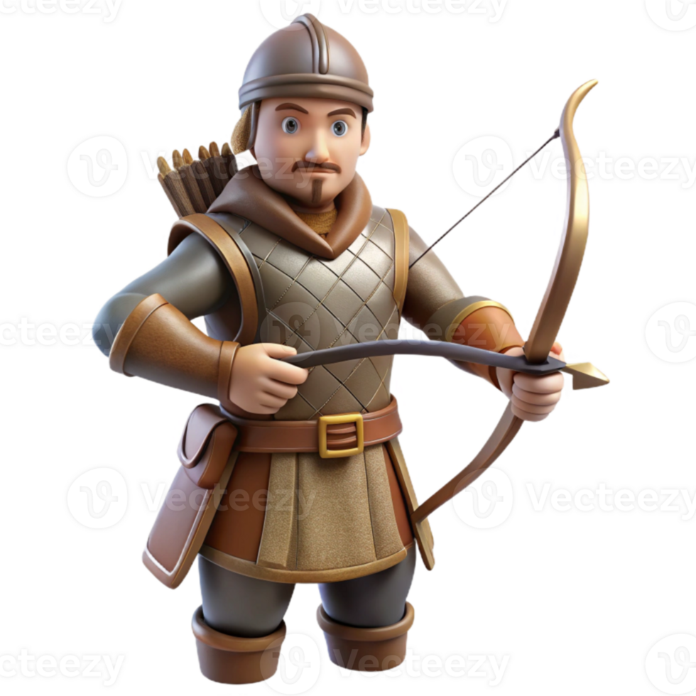 wonderful classic 3D Model Medieval Archer Illustration premium png