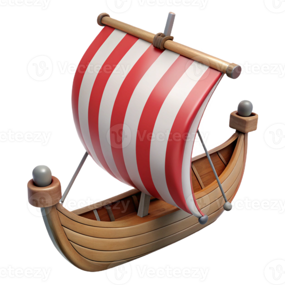 wonderful abstract Cartoon Wooden Ship 3D Render detailed png