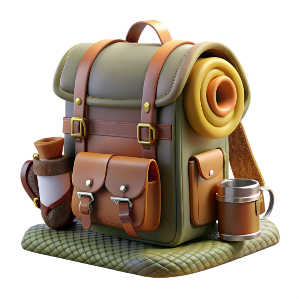Adventure Backpack Hiking Gear, Travel Essentials png