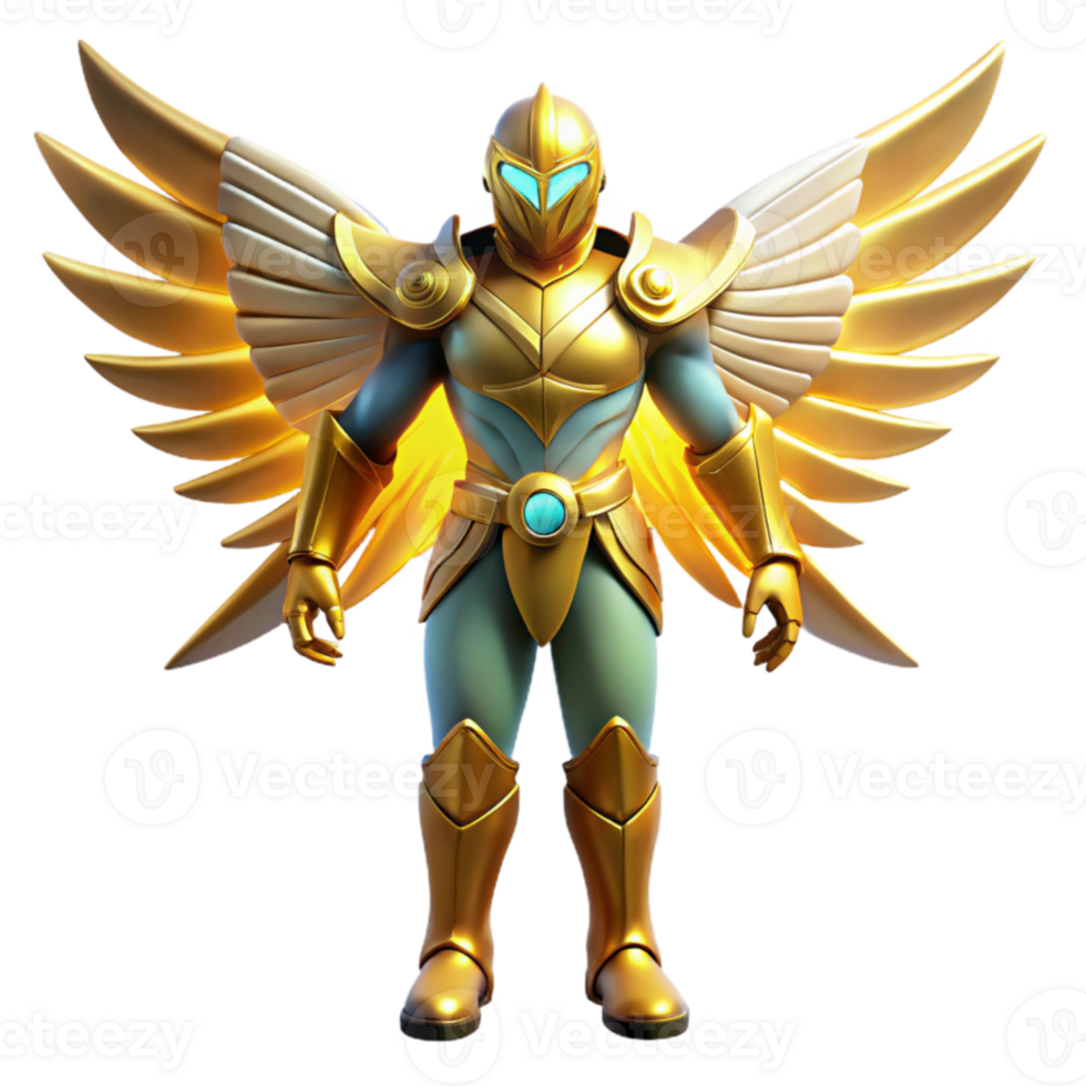 wonderful minimalist Golden Angel Warrior 3D Render exclusive png