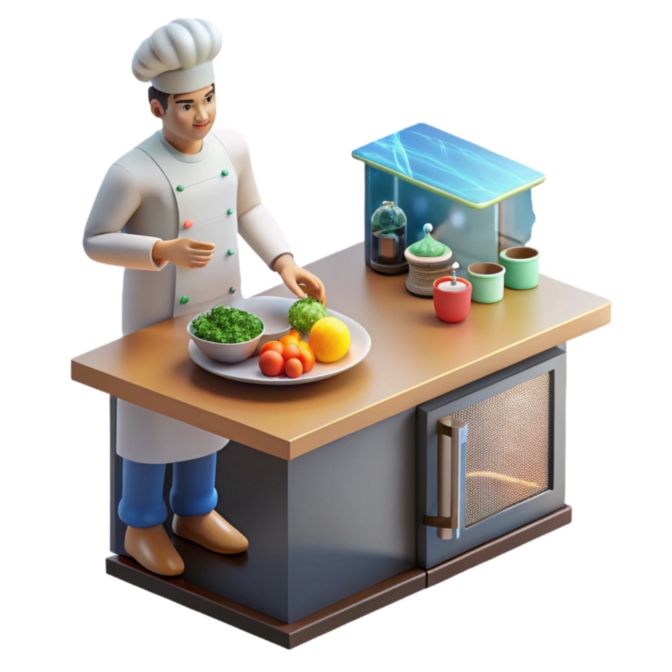 Chef Prepping Fresh Vegetables in Kitchen png