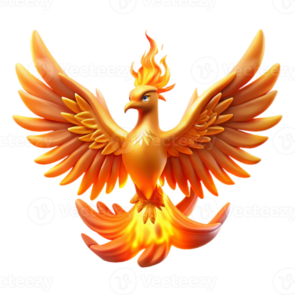 beautiful vintage Fiery Phoenix 3D Illustration detailed png