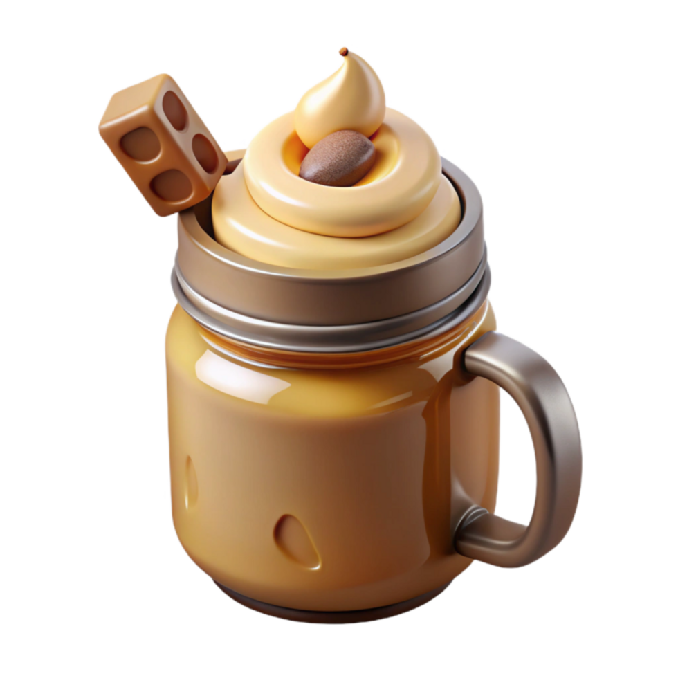 Creamy Caramel Dessert Drink in a Jar png