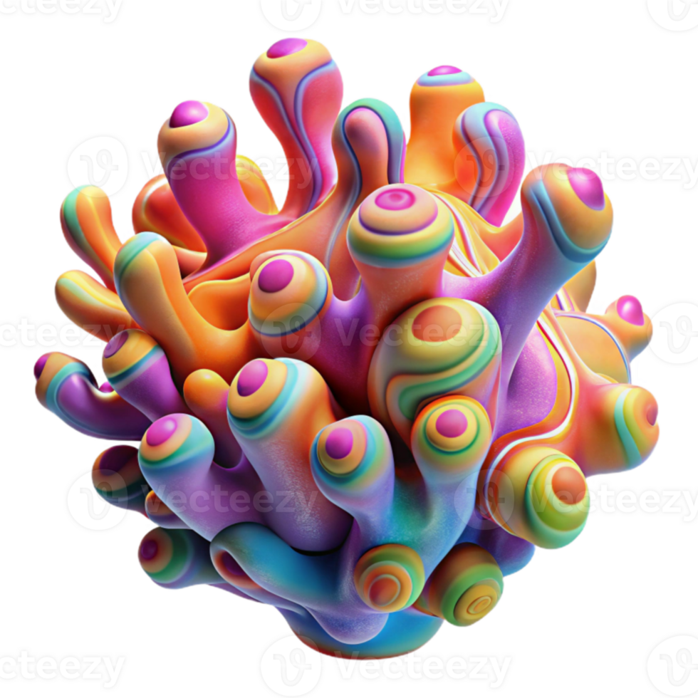 Abstract Colorful 3D Render Swirling, Organic Forms png