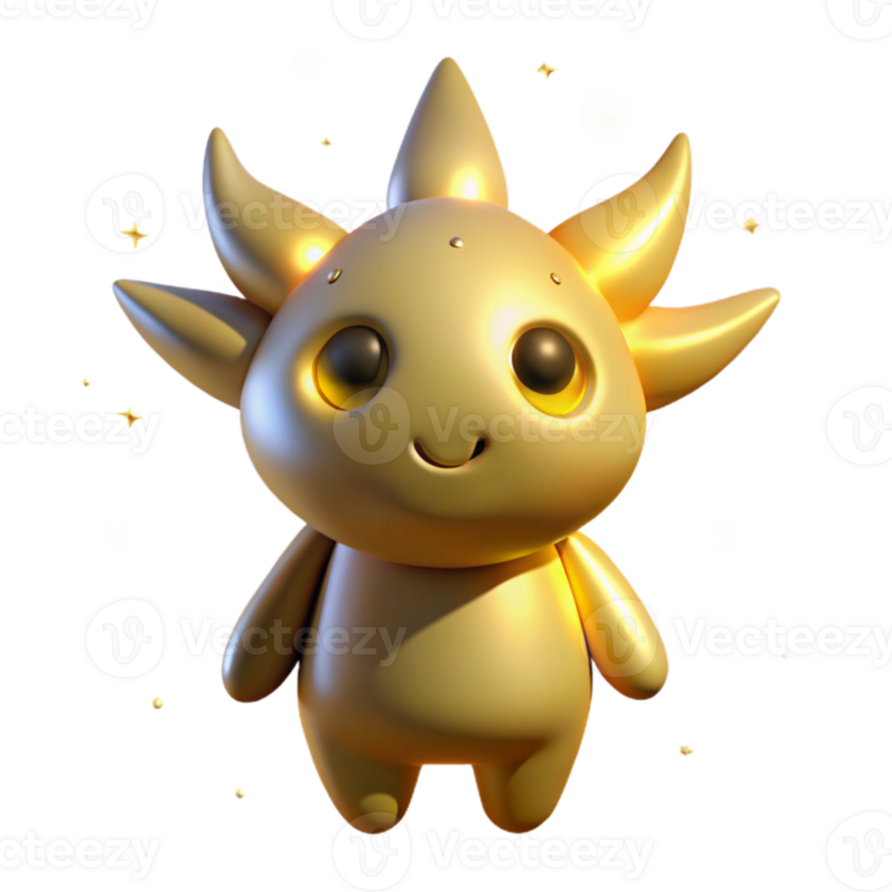magnificent minimalist Golden Sunbeam Creature 3D Render genuine png