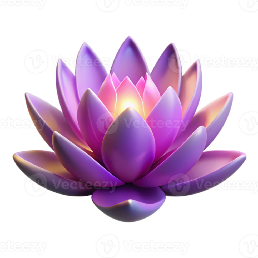 magnificent contemporary Glowing Purple Lotus 3D Render exclusive png