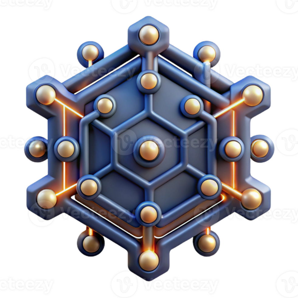hexagonal réseau interconnecté nœuds et luminescent voies png