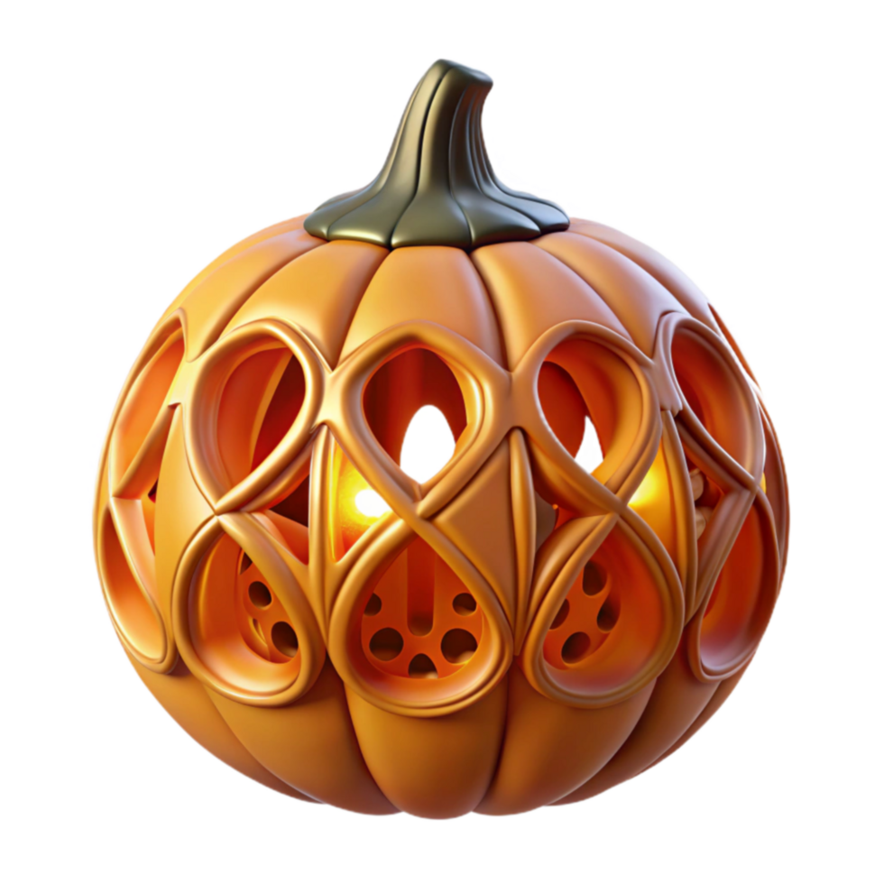 Intricate Carved Halloween Pumpkin Lantern png