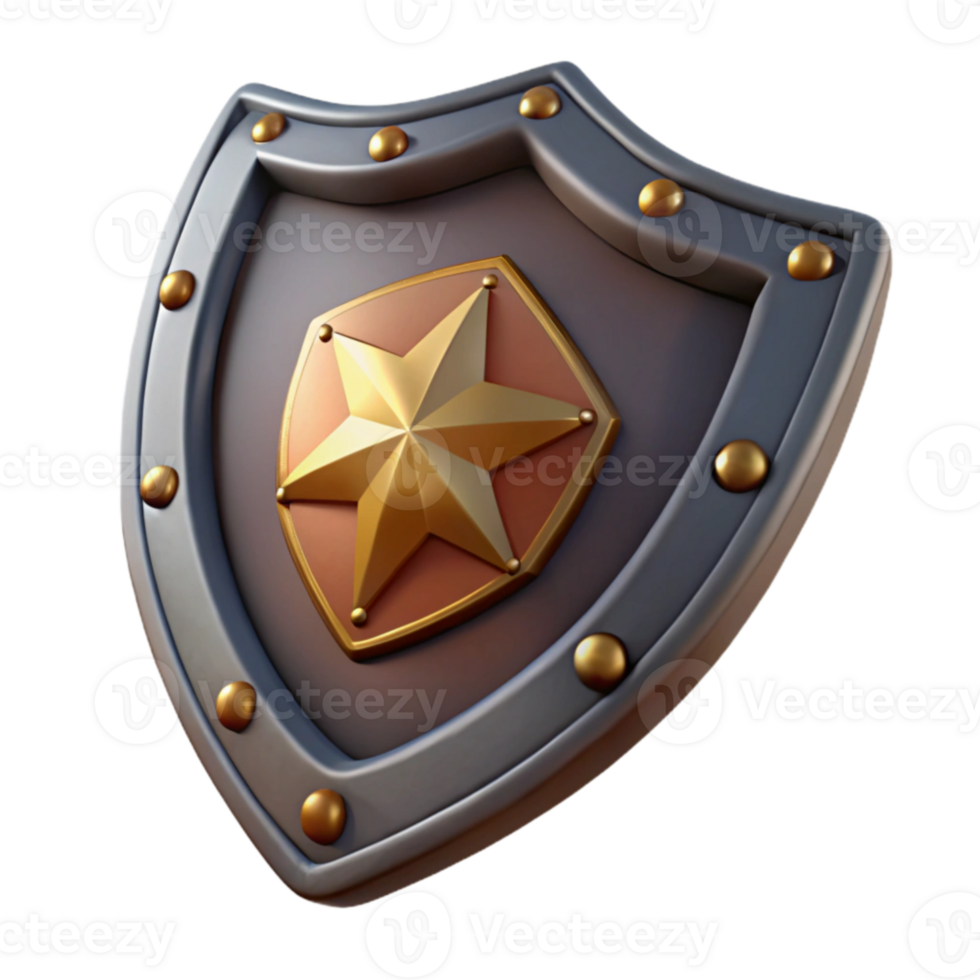 stunning traditional 3D Render of a Medieval Shield with Star premium png