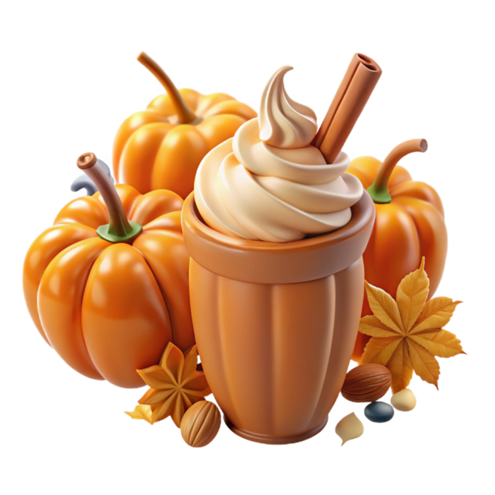 Pumpkin Spice Frozen Dessert with Autumn Accents png