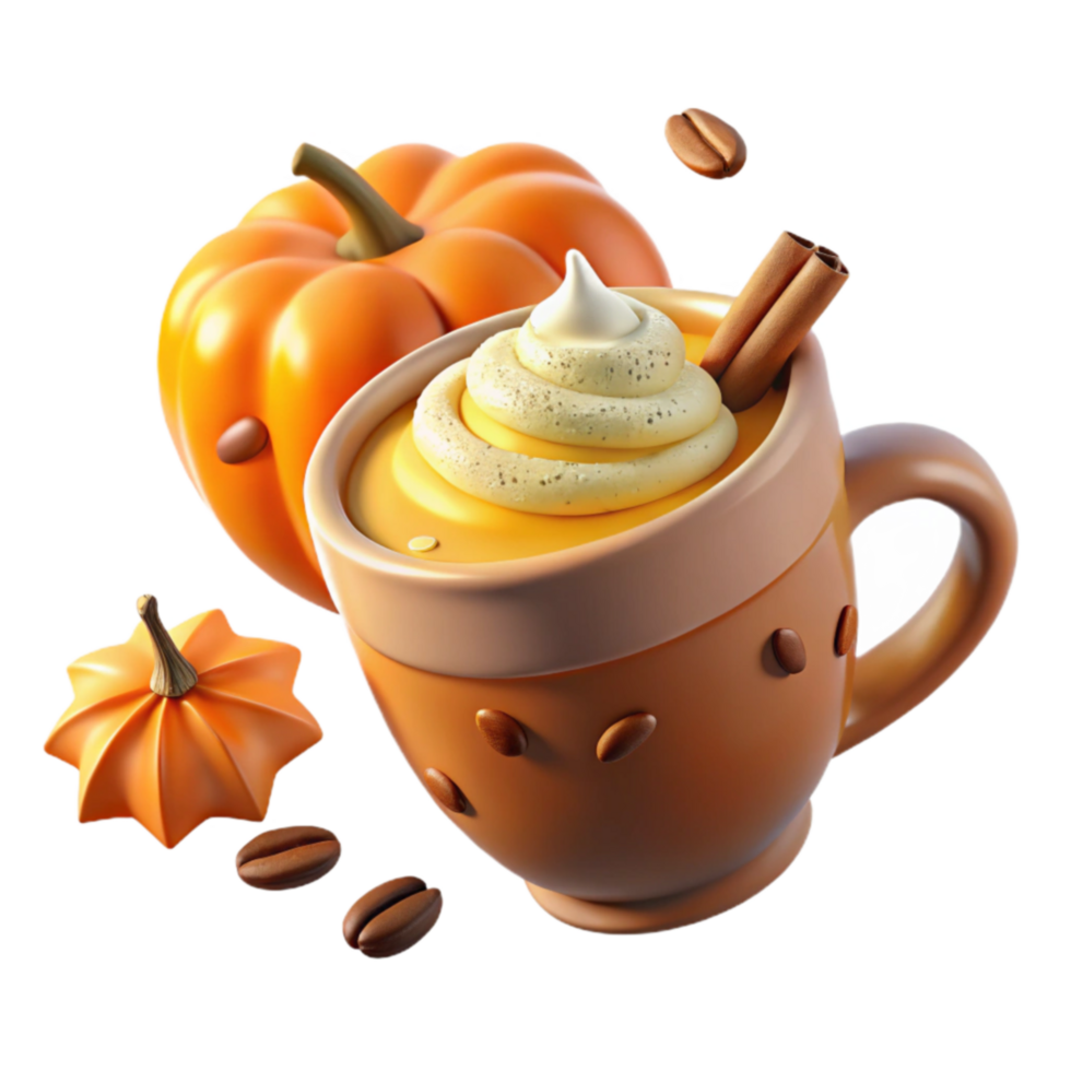 Pumpkin Spice Latte Whipped Cream, Cinnamon, Autumn png