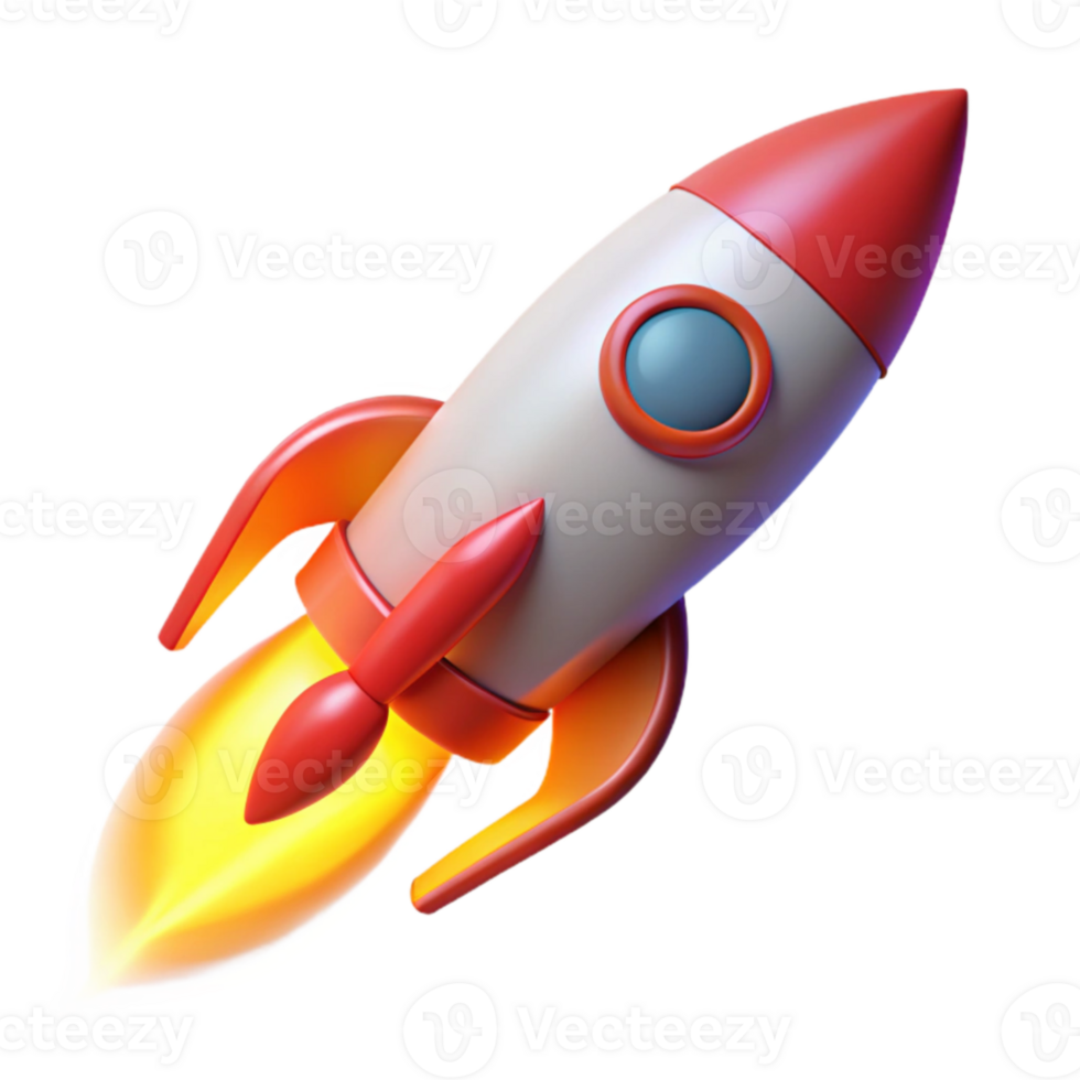 wonderful creative Cartoon Rocket 3D Render original png