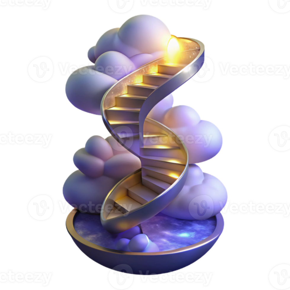 wonderful modern 3D Render Stairway to Heaven Cloudscape high resolution png