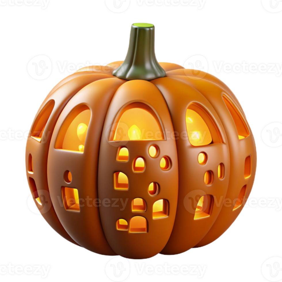 Illuminated Carved Pumpkin Festive Halloween Decoration png
