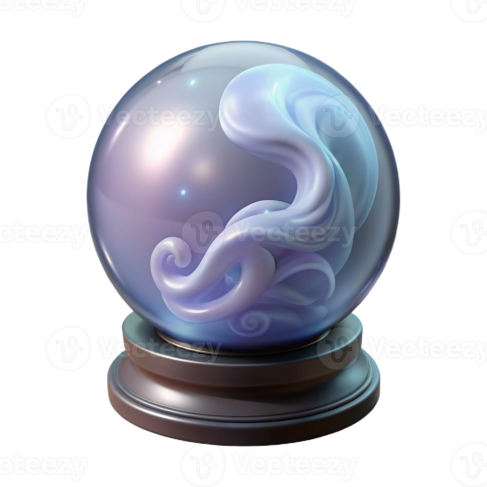 serene minimalist 3D Render of Mystical Glass Orb with Swirling Vapor exclusive png