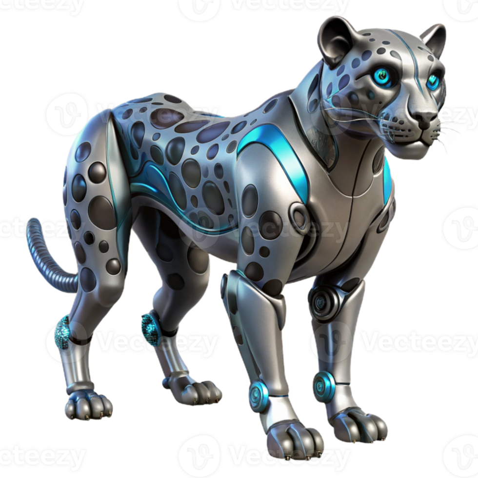 impressive classic Cybernetic Cheetah 3D Render authentic png
