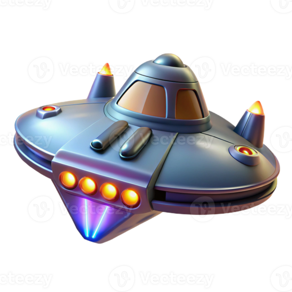 stunning classic 3D Cartoon Spaceship Illustration detailed png