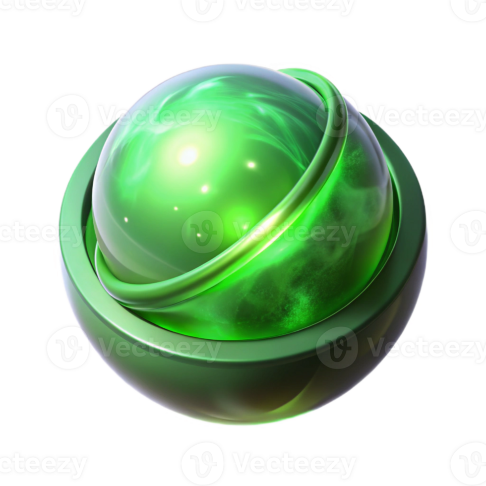 magnificent rustic Luminous Green Orb 3D Render high quality png