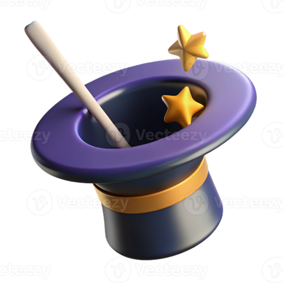 impressive creative Magic Hat 3D Render Illustration authentic png