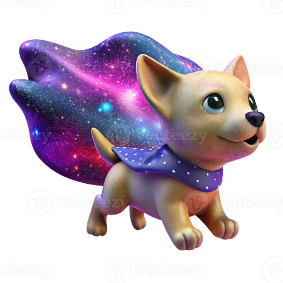 Cosmic Pup Galaxy-Themed 3D Cartoon Dog png