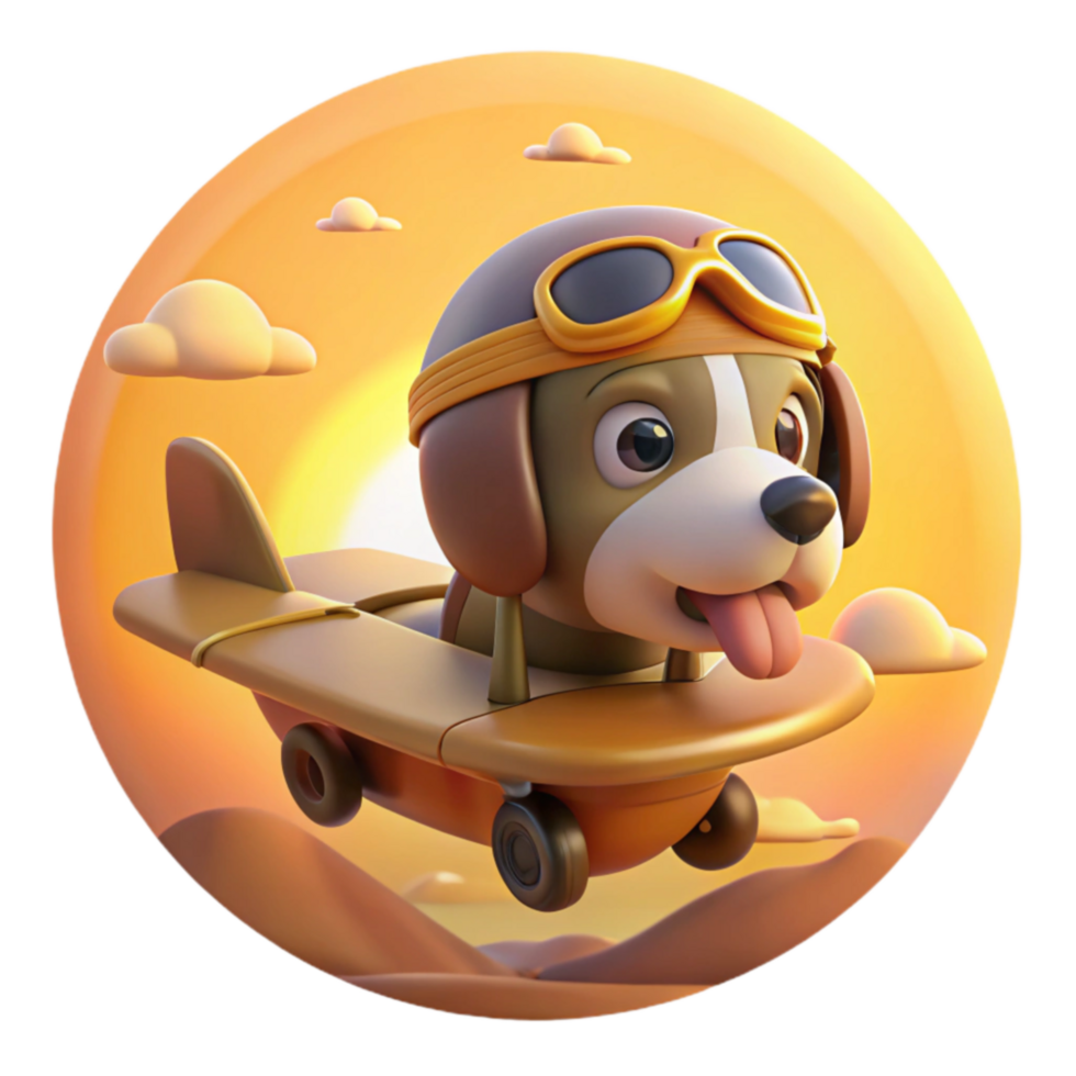 Cute Puppy Pilot Soaring at Sunset png