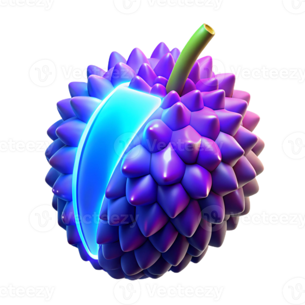 Neon Fruit 3D Render of Spiky Tropical Produce png