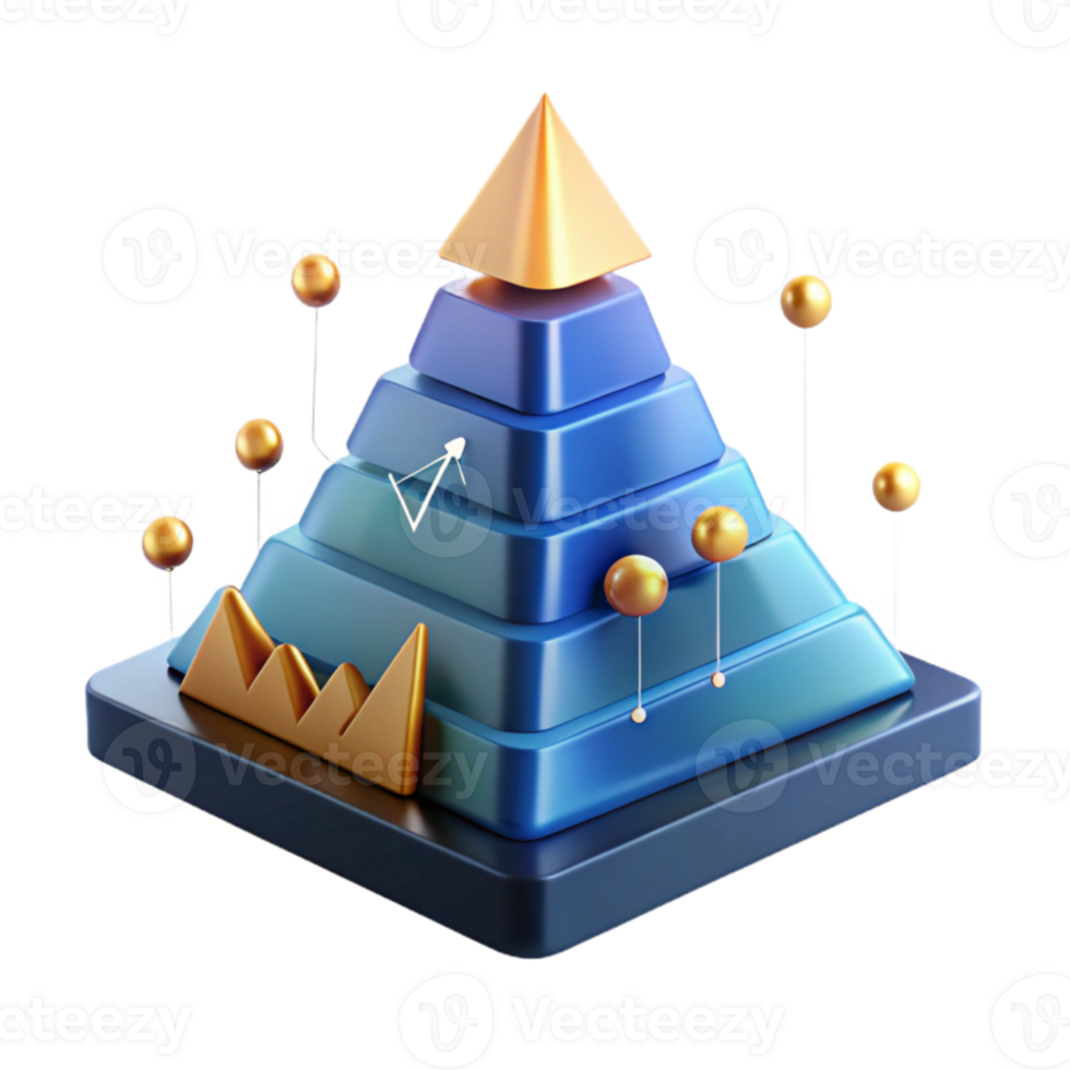 dados visualização 3d pirâmide gráfico com Métricas png