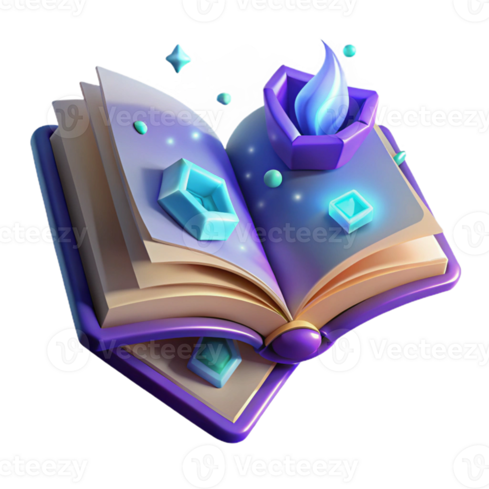 vibrant traditional Magical Book 3D Render authentic png