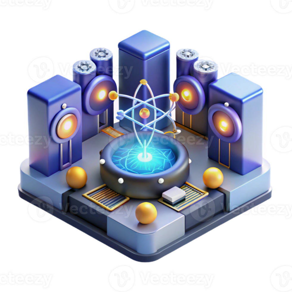 Atomic Sound System 3D Model of Futuristic Audio Setup png