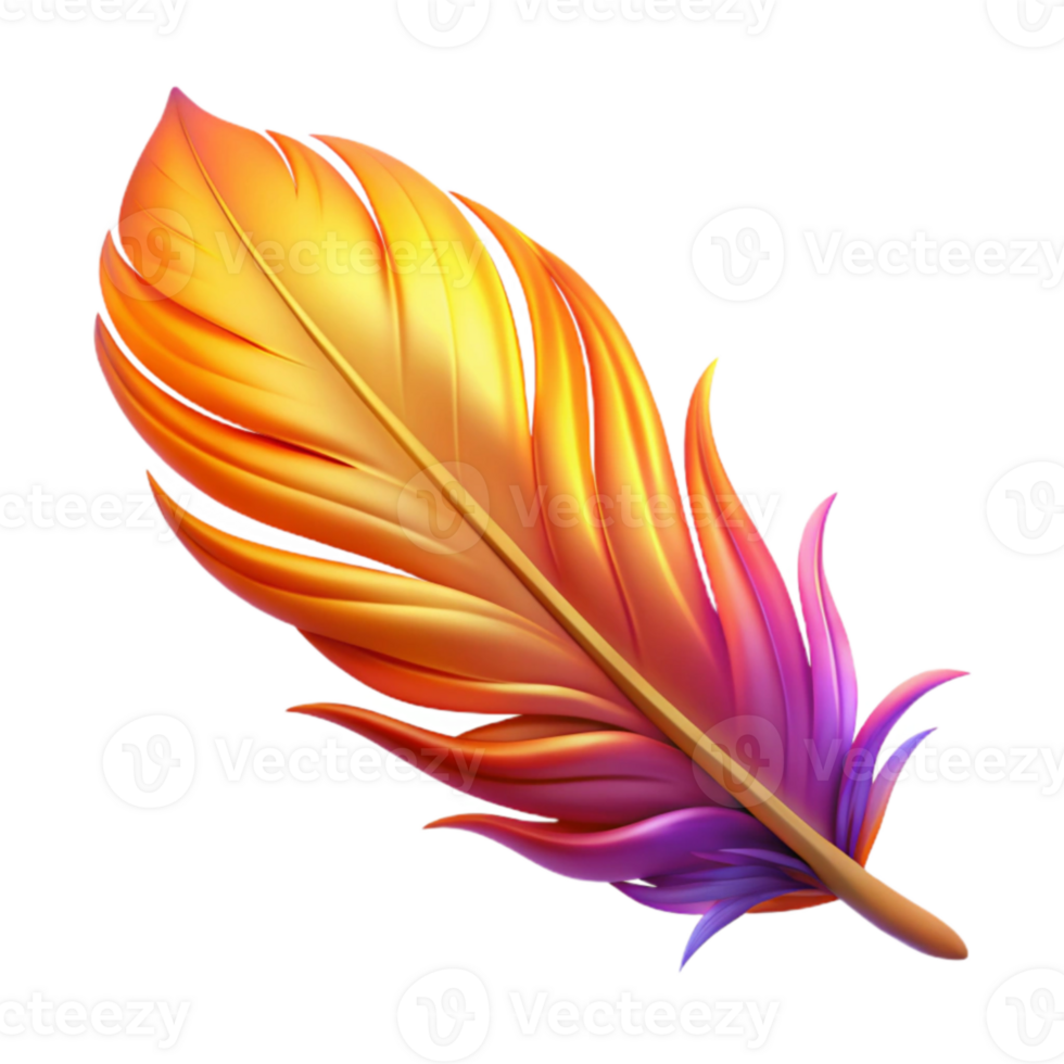 impressive abstract Vibrant 3D Feather Illustration original png