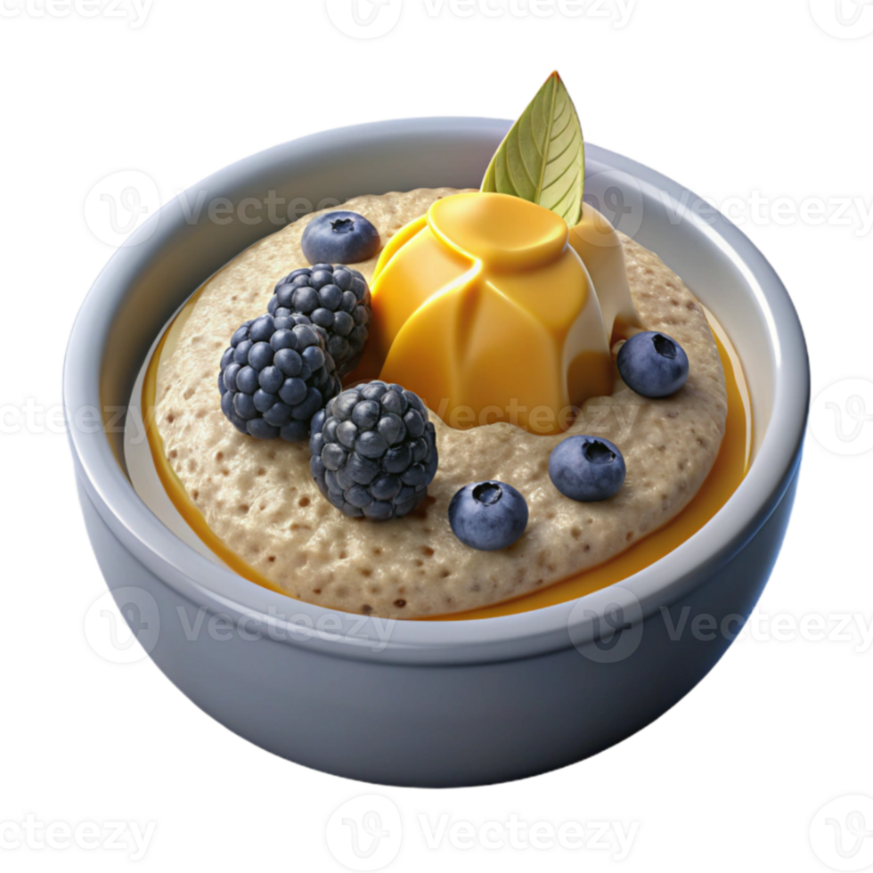 Creamy Oatmeal with Mango Pudding Berries png