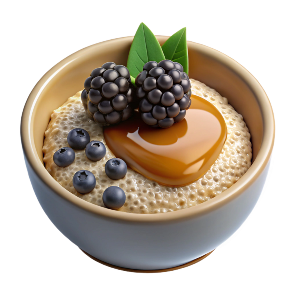Delicious Chia Seed Pudding with Berries and Caramel png