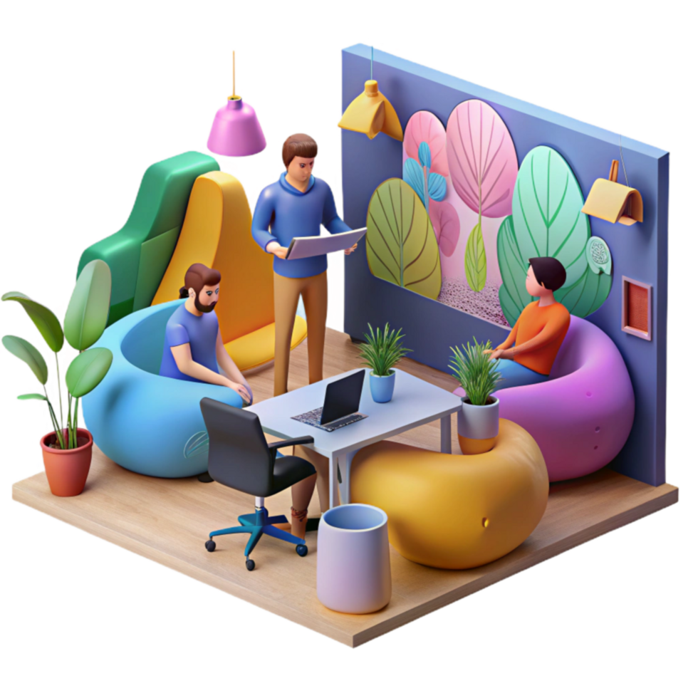 Modern Office Collaboration Team Meeting in Creative Space png
