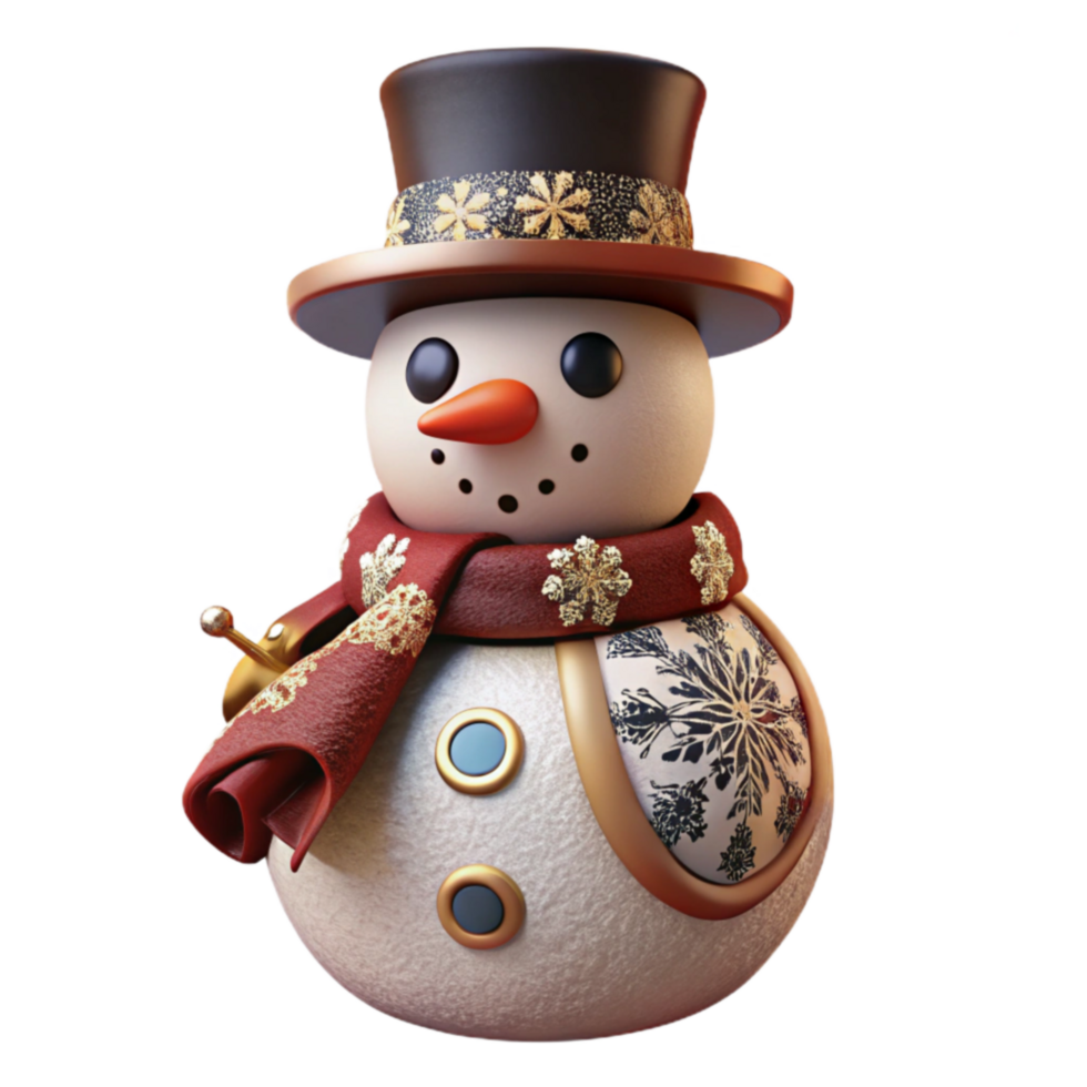 Winter Holiday Snowman Ornament Festive 3D Render png