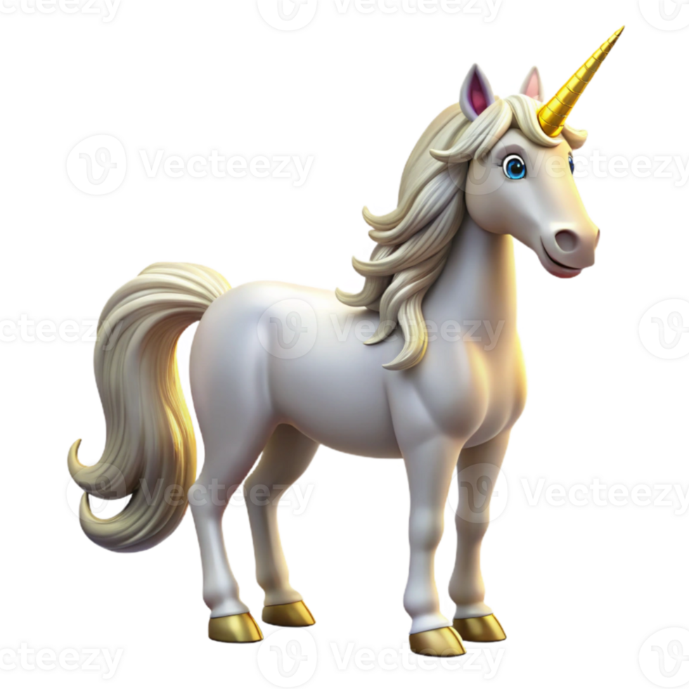 vibrant vintage 3D Render of a White Unicorn premium png