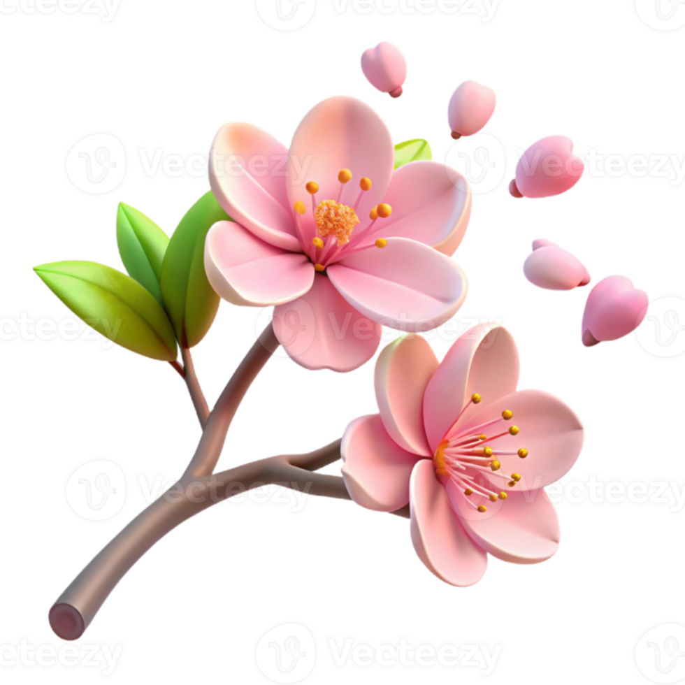 dramatic abstract Pink Blossom 3D Render 4K png