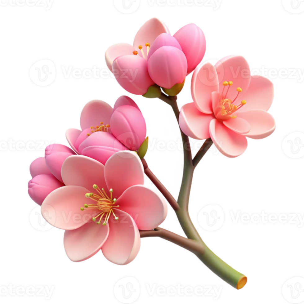 beautiful rustic Pink Blossom 3D Illustration authentic png