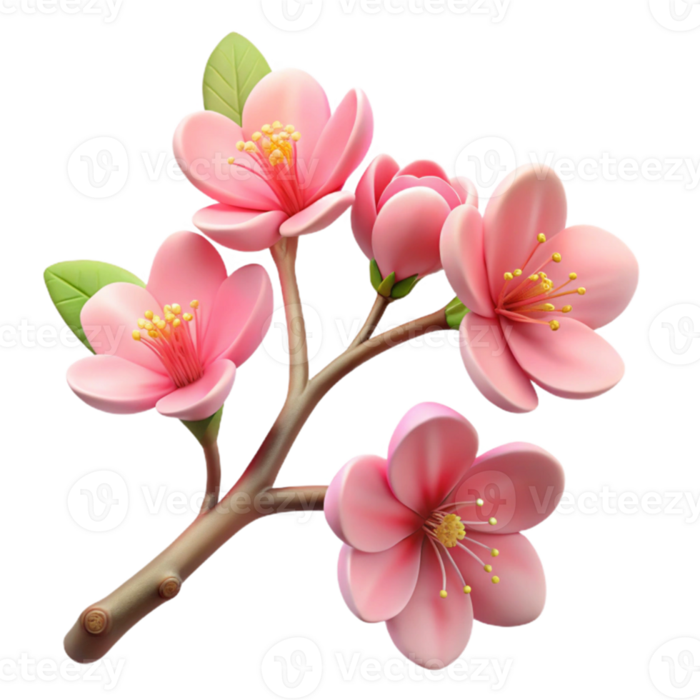 elegant abstract Pink Blossom Branch 3D Illustration 4K png
