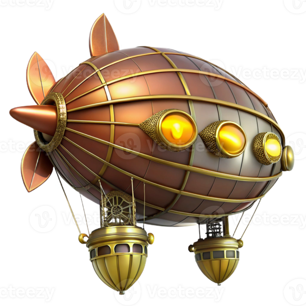 magnificent rustic Steampunk Airship 3D Render authentic png
