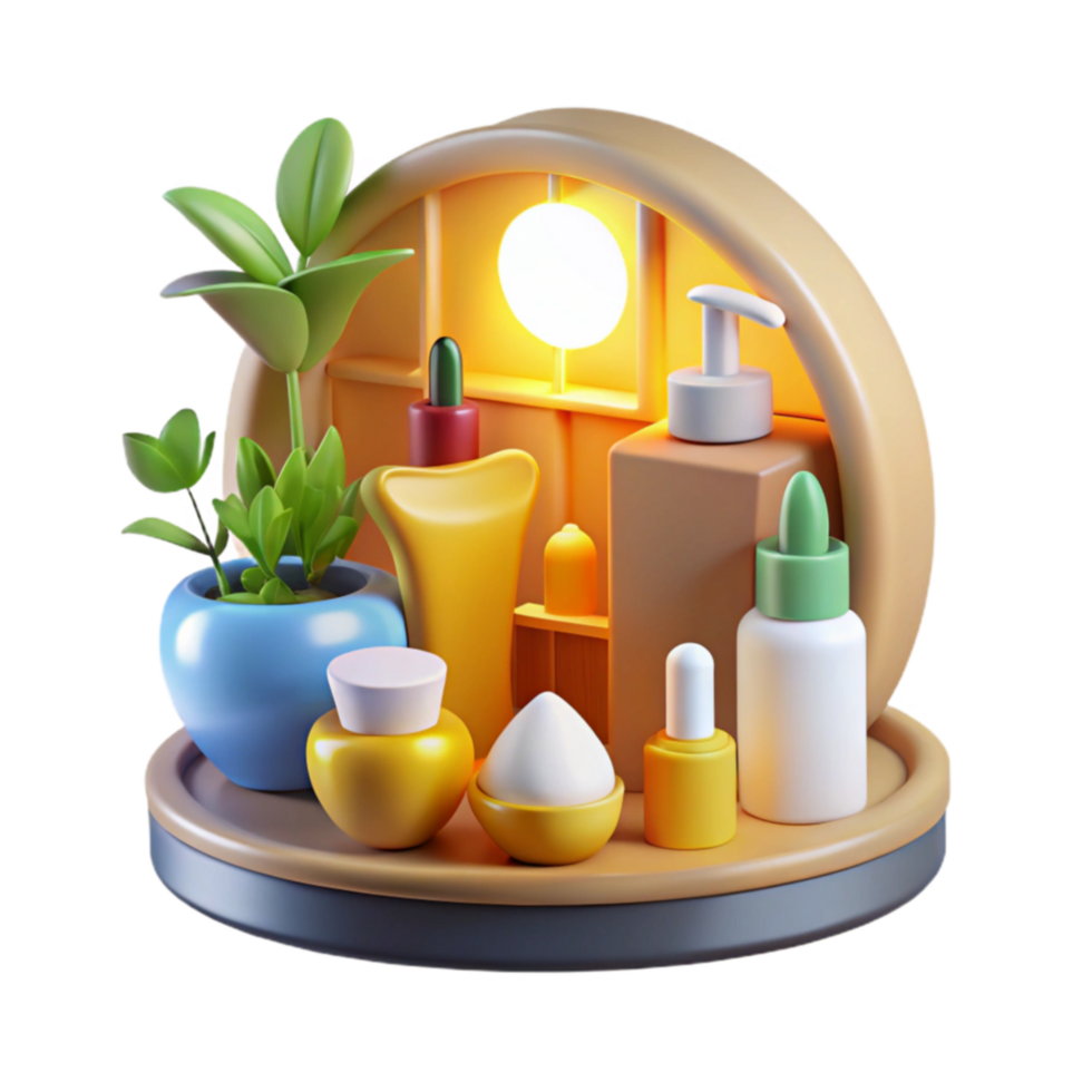 sereno spa Essenciais uma 3d render do cuidados com a pele produtos png